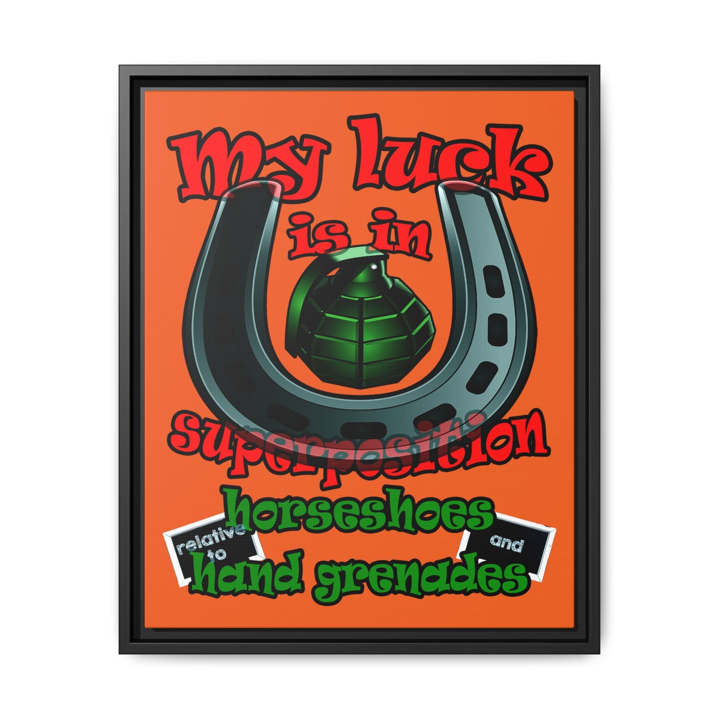 my luck - framed canvas art (orange)