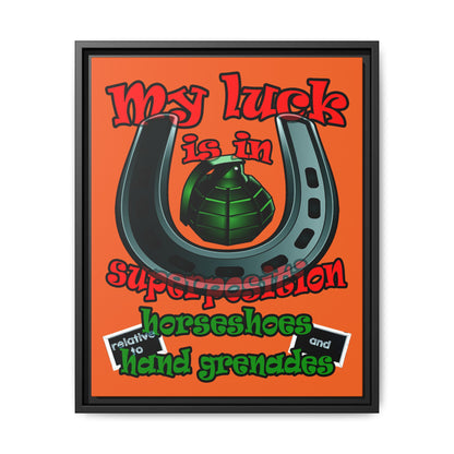 my luck - framed canvas art (orange)