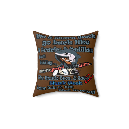 shark week - Spun Polyester Square Pillow - (brown)