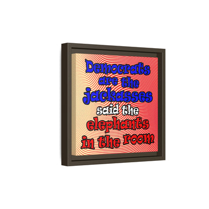 donkeys and elephants - framed canvas art (yellow-orange wave)