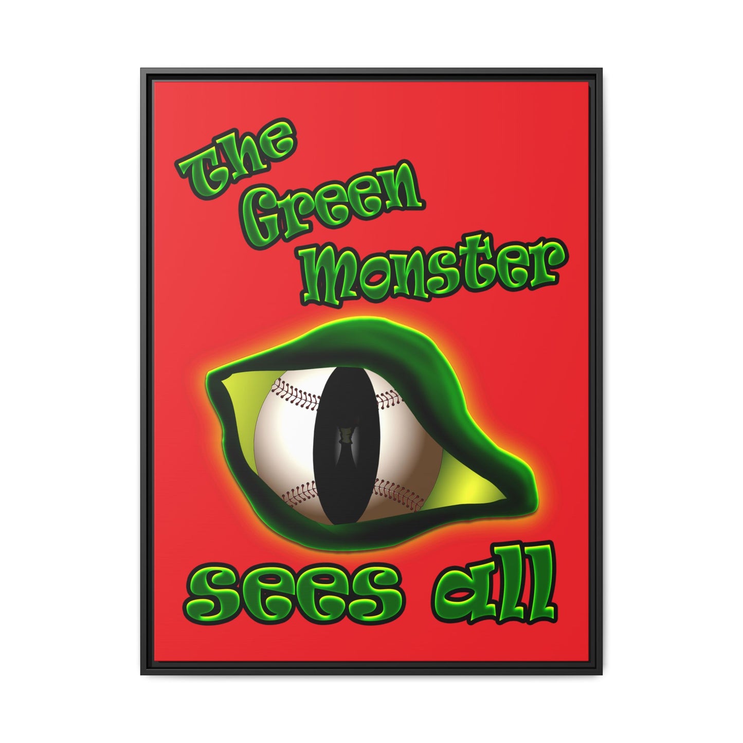 green monster - framed canvas art (red)