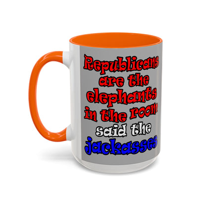 donkeys and elephants - Accent Mug (light grey)