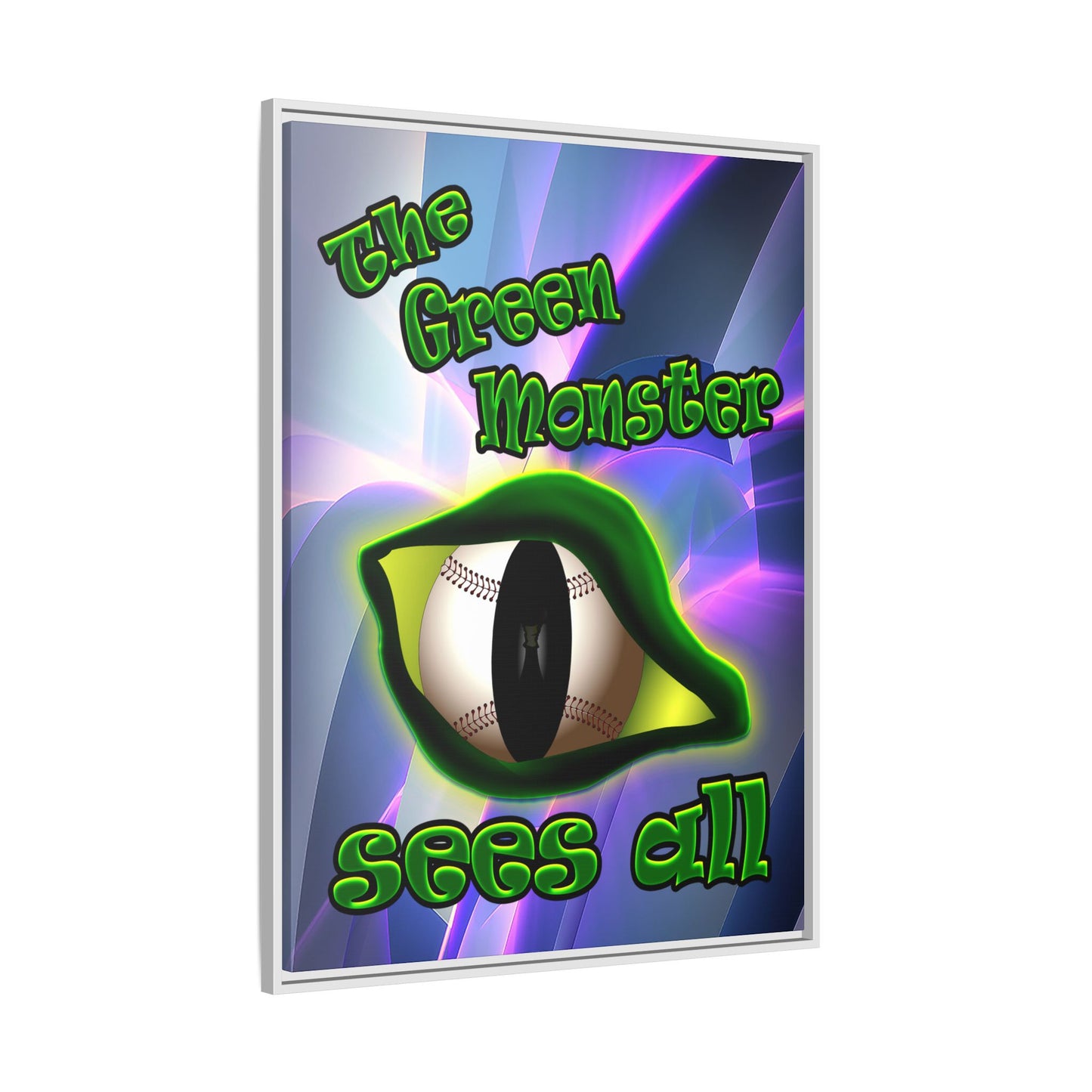 green monster - framed canvas art (grey-pink wave)
