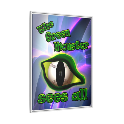 green monster - framed canvas art (grey-pink wave)