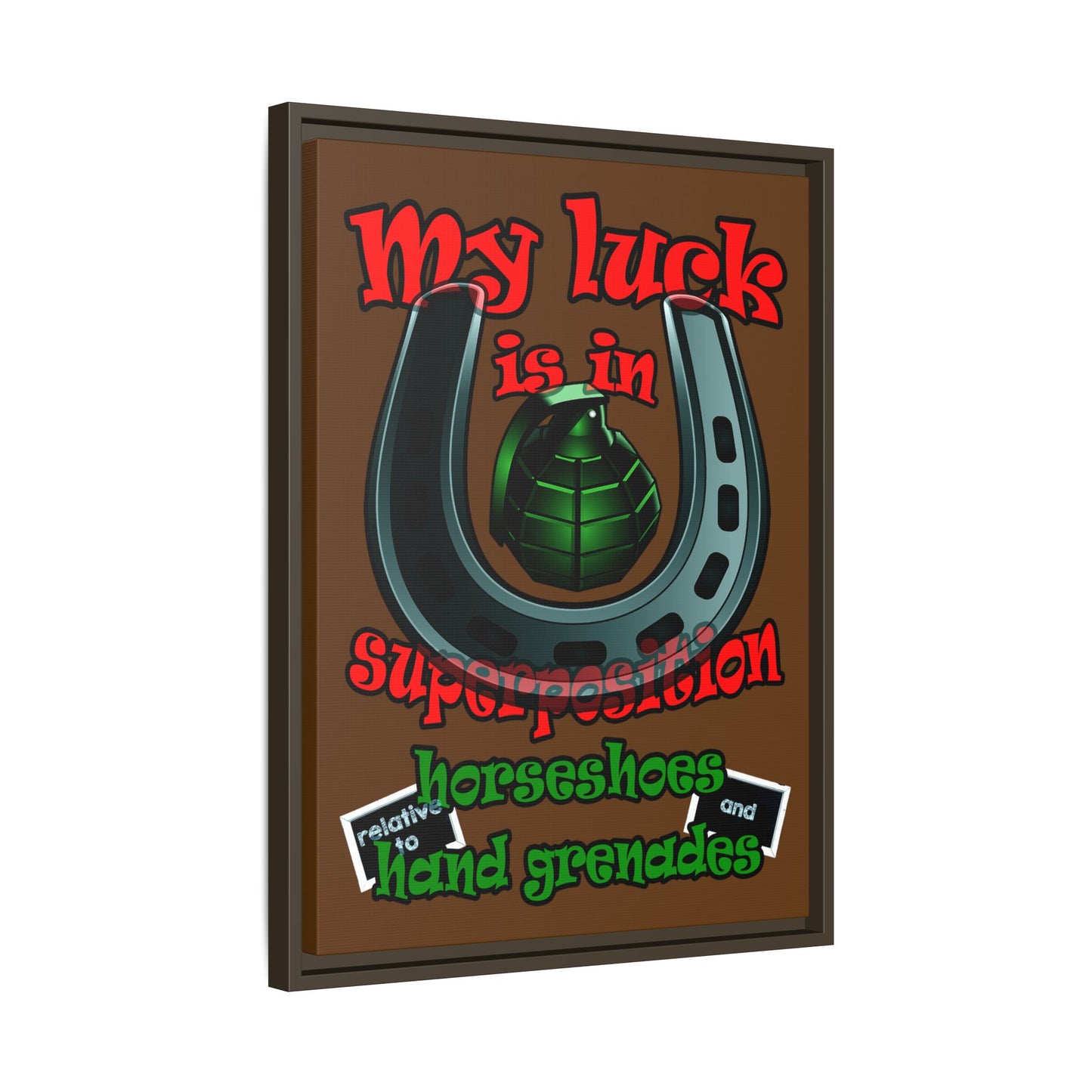 my luck - framed canvas art (brown)