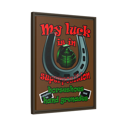 my luck - framed canvas art (brown)