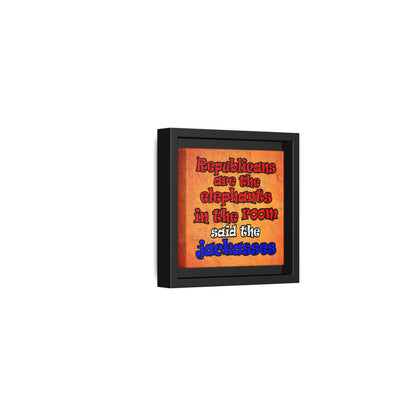 donkeys and elephants - framed canvas art (burnt orange)