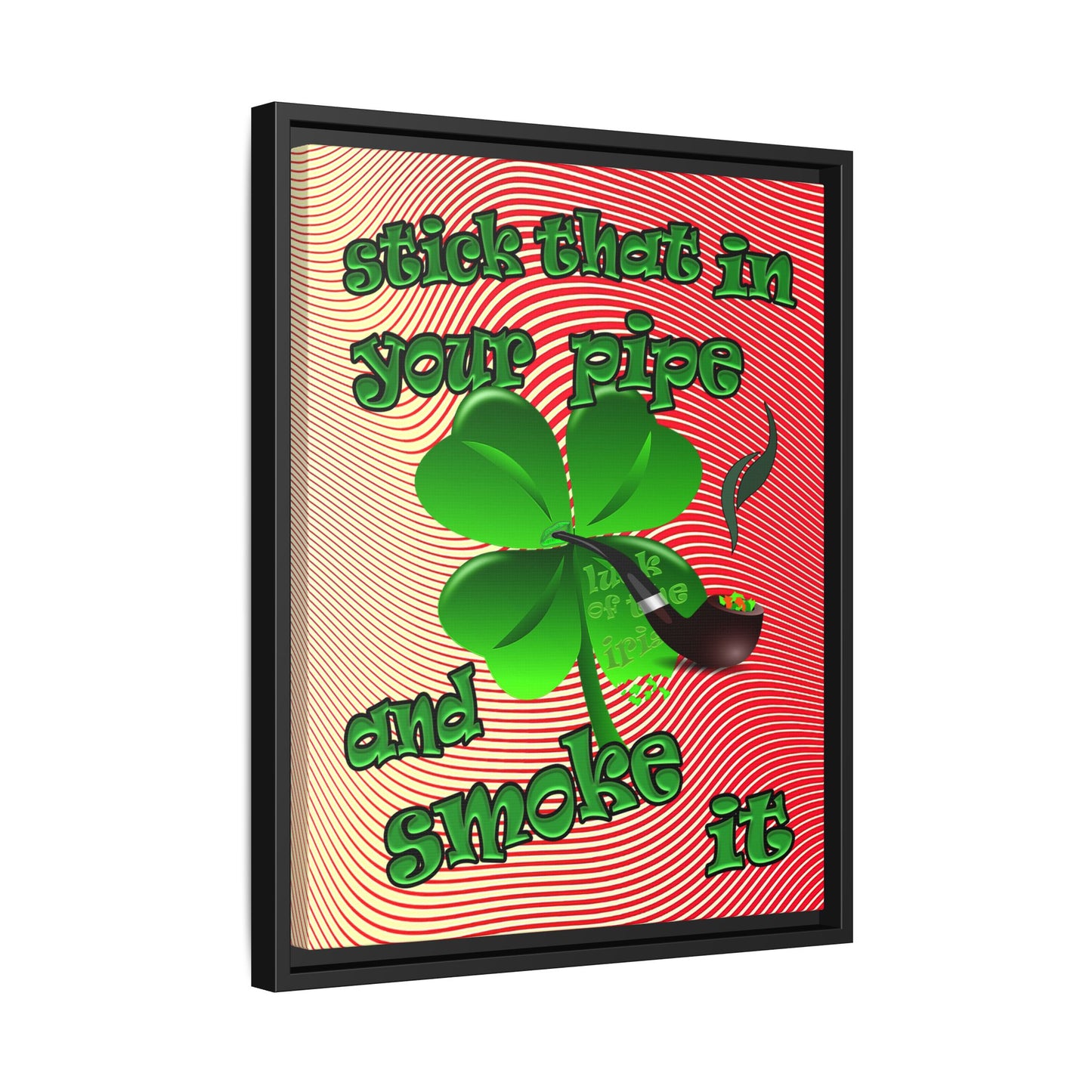 stick that in your pipe and smoke it - framed canvas art (yellow-orange wave)