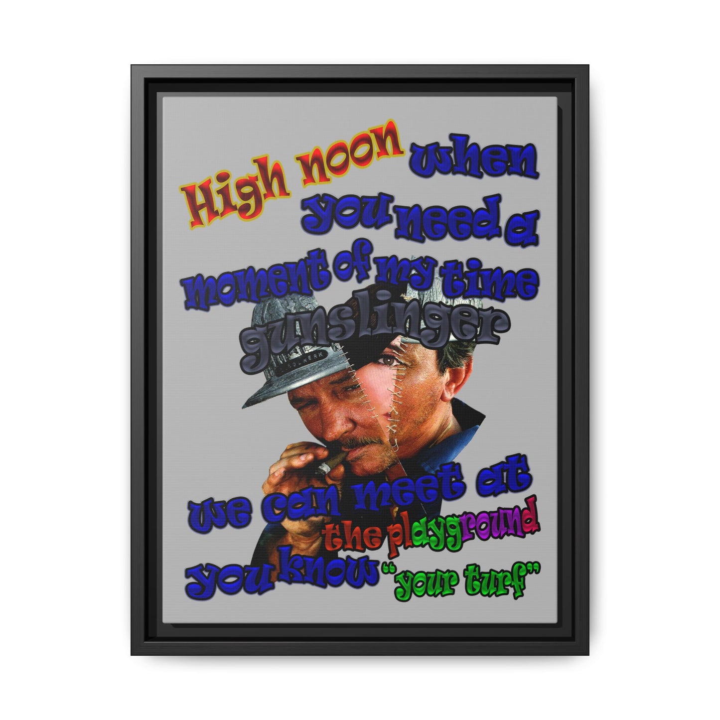 high noon - framed canvas art (light grey)
