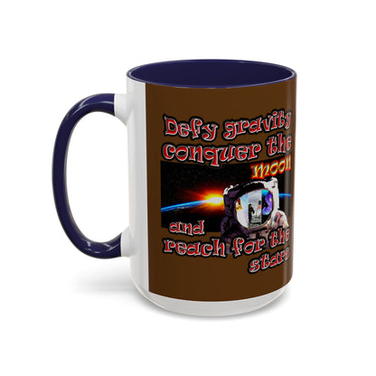 defy conquer reach - Accent Mug (brown)