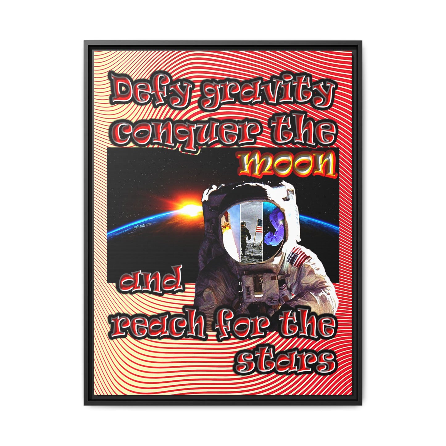 defy conquer reach - framed canvas art (yellow-orange wave)