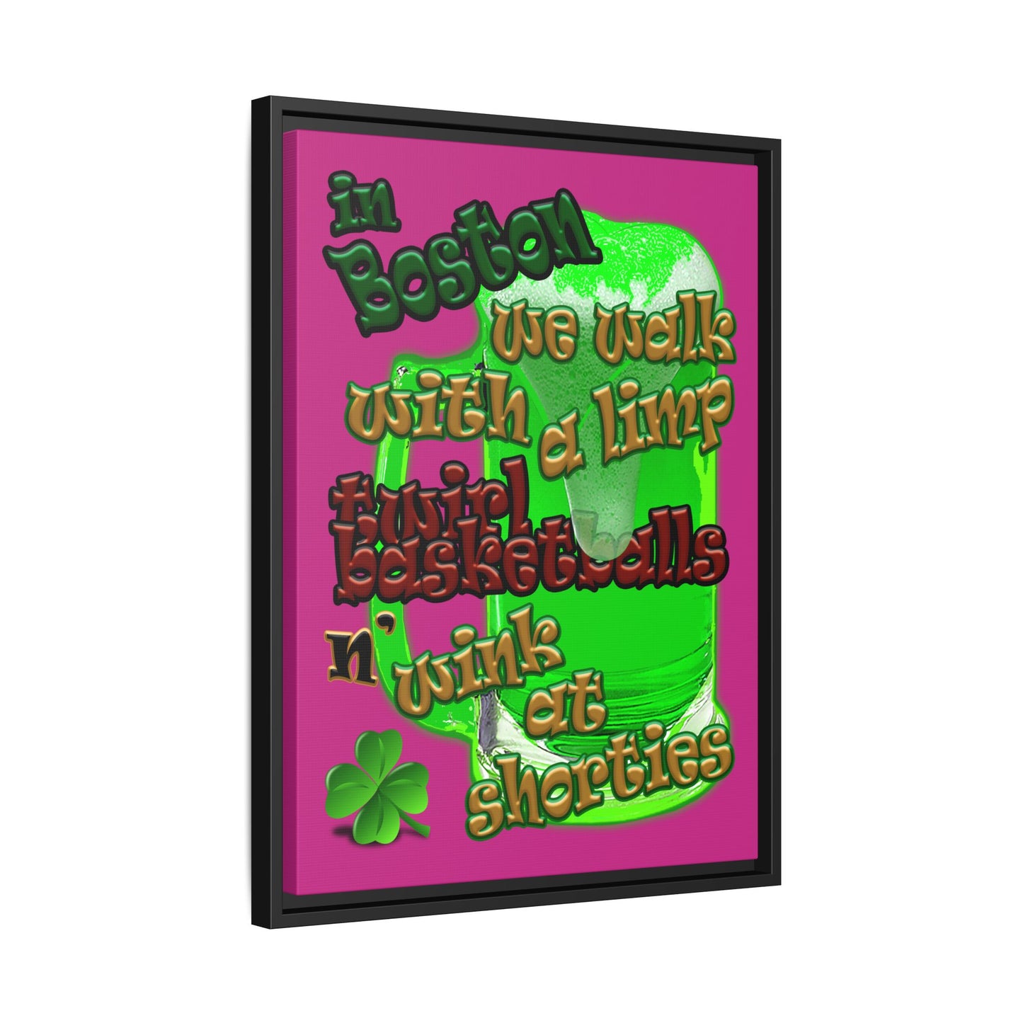 celtics logo - framed canvas art (pink)