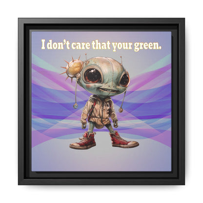 I don't care that your green - framed canvas art (light blue-pink wave)