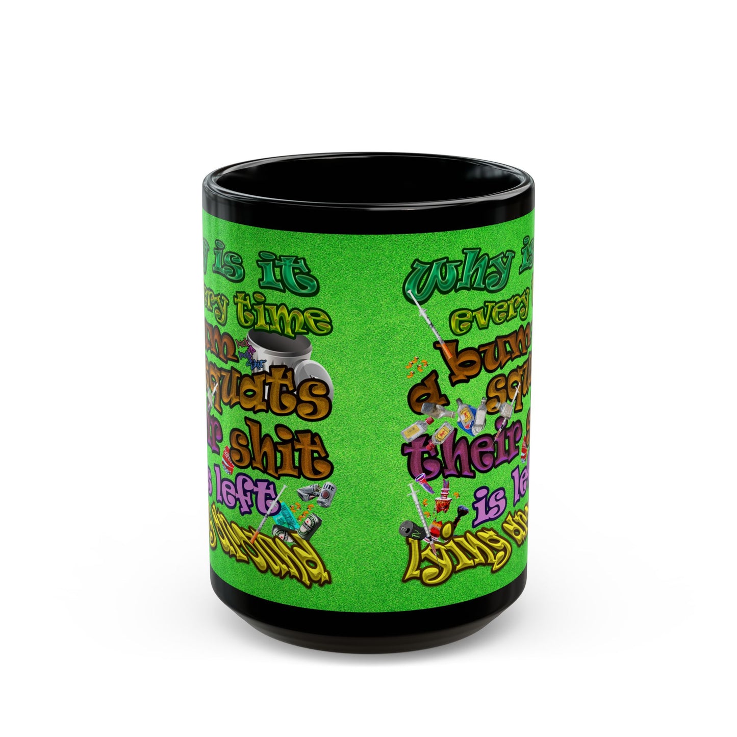 the bum's shit - Black Mug (green turf)