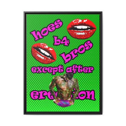 hoes b4 bros - framed canvas art (logo green)