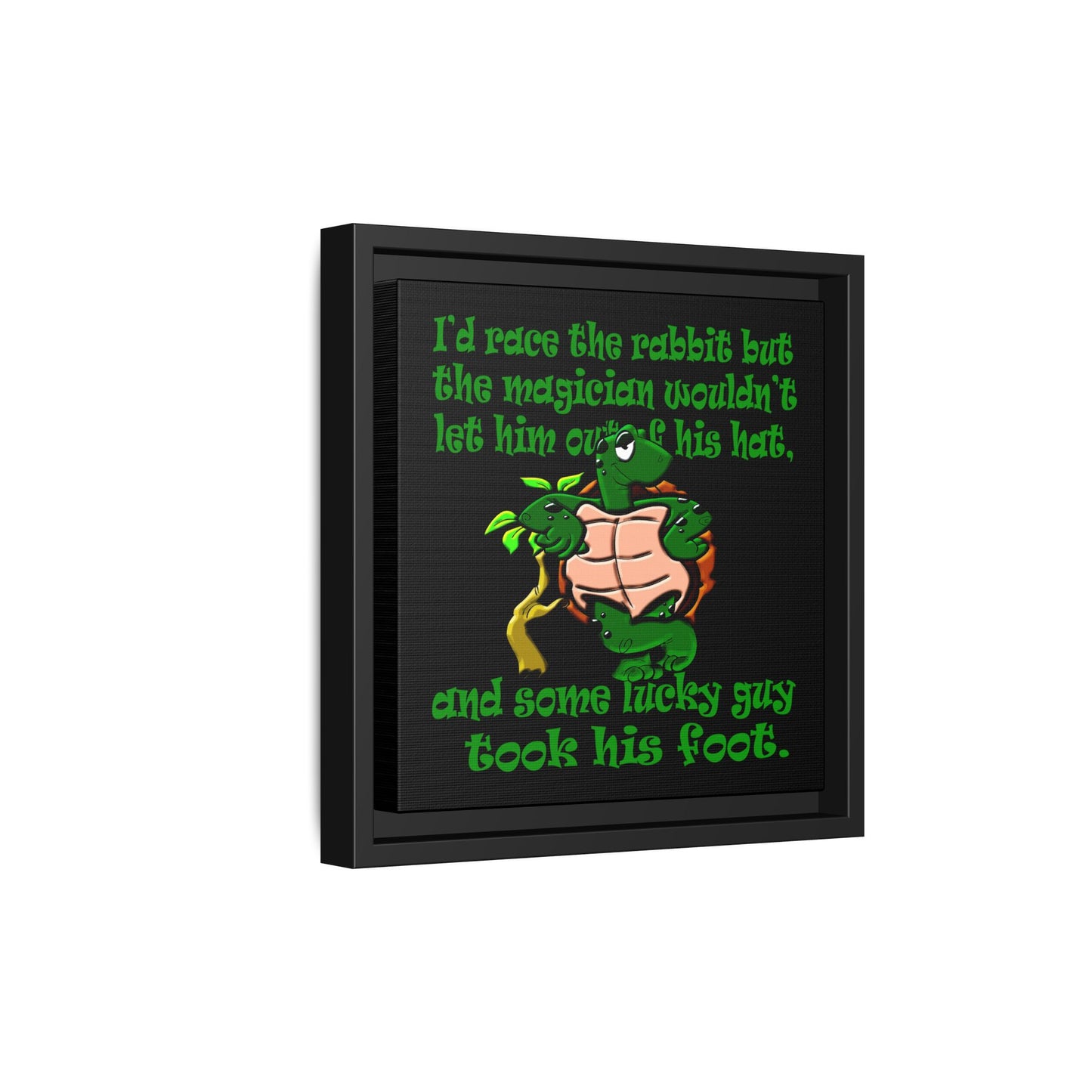 turtle race - framed canvas art (black)