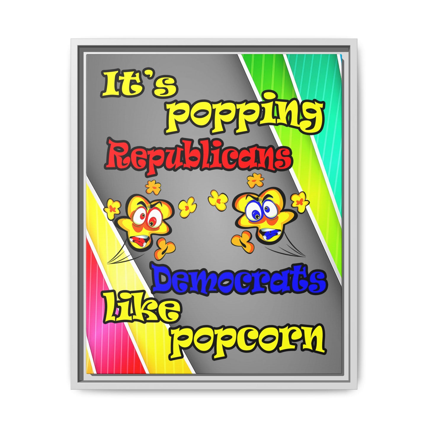 popping like popcorn - framed canvas art (rainbow split)