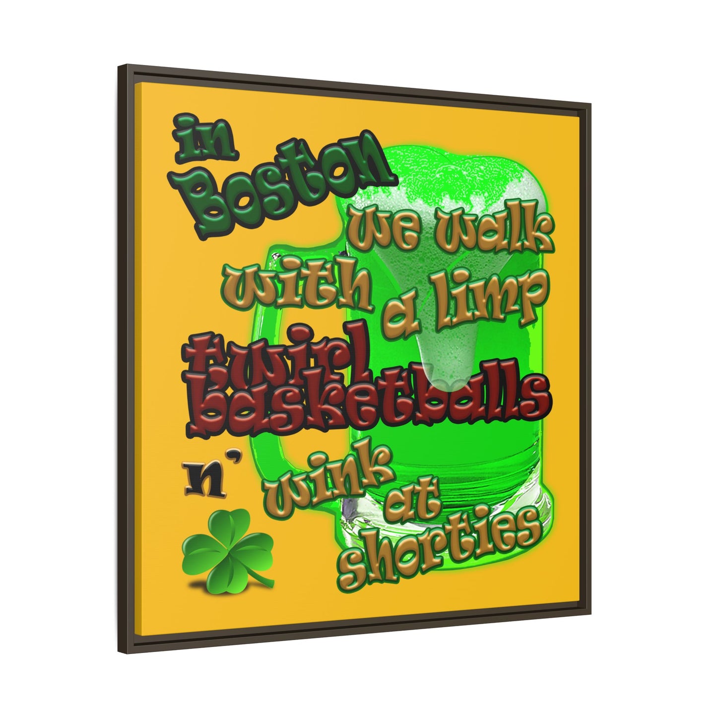 celtics logo - framed canvas art (yellow)