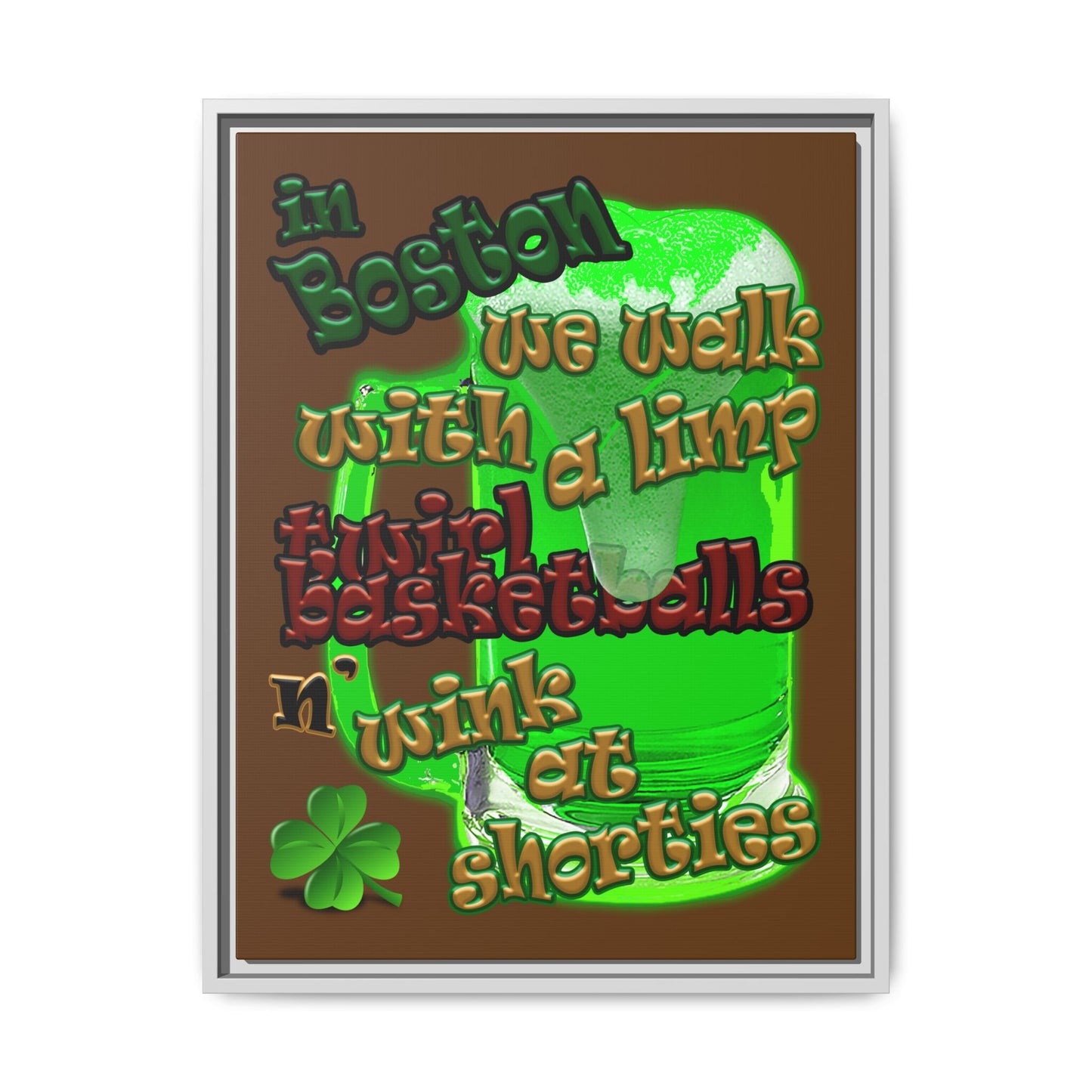 celtics logo - framed canvas art (brown)