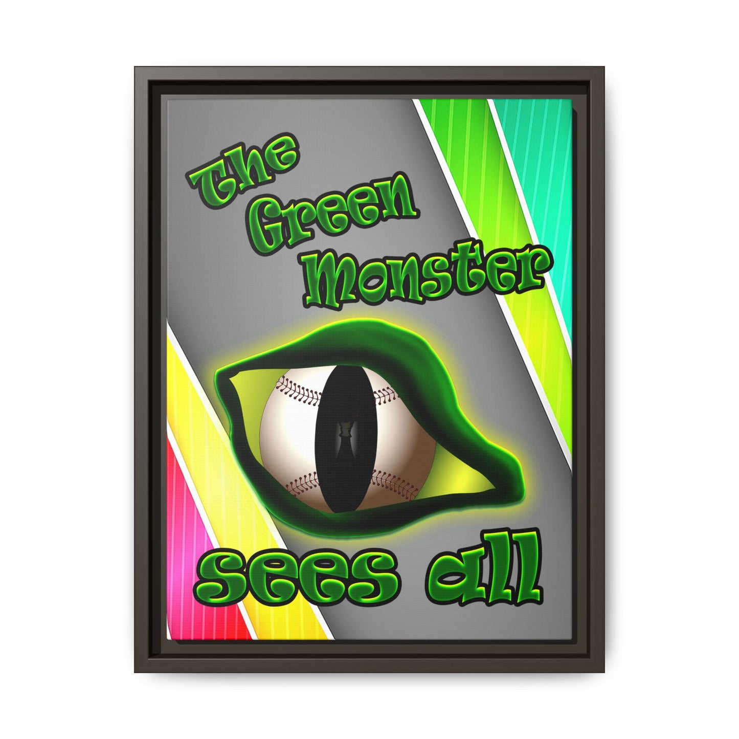green monster - framed canvas art (rainbow split)