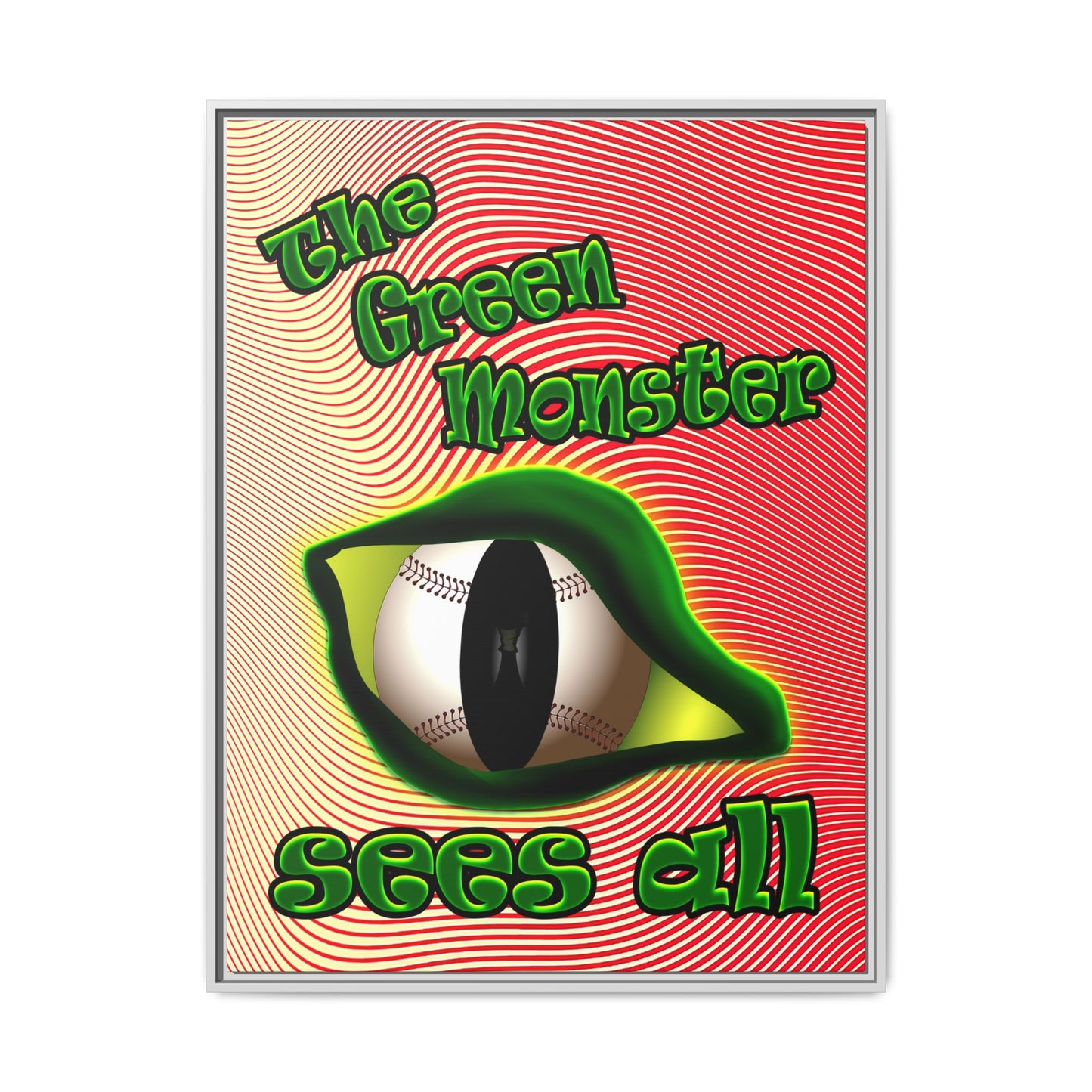green monster - framed canvas art (yellow-orange wave)