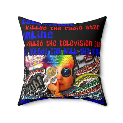 don't tell the music - Spun Polyester Square Pillow - (black)