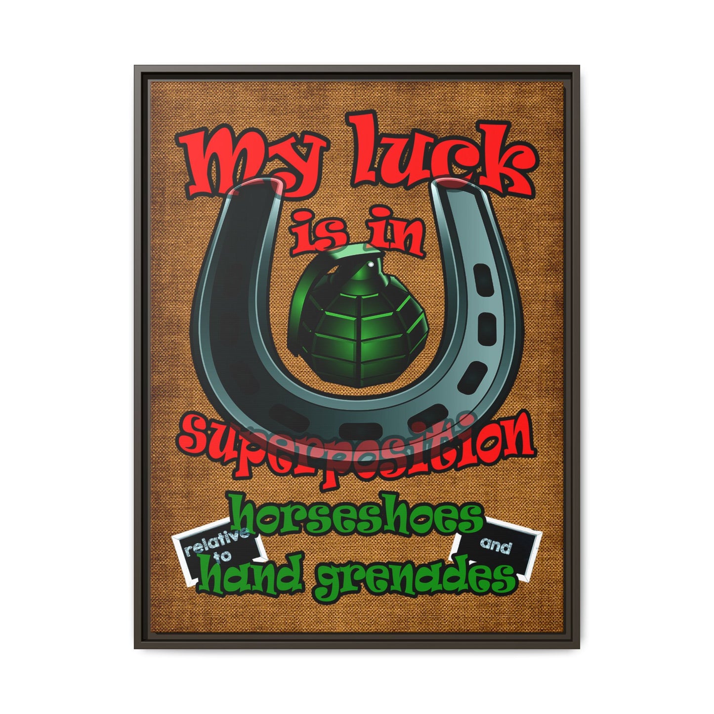 my luck - framed canvas art (brown papyrus)