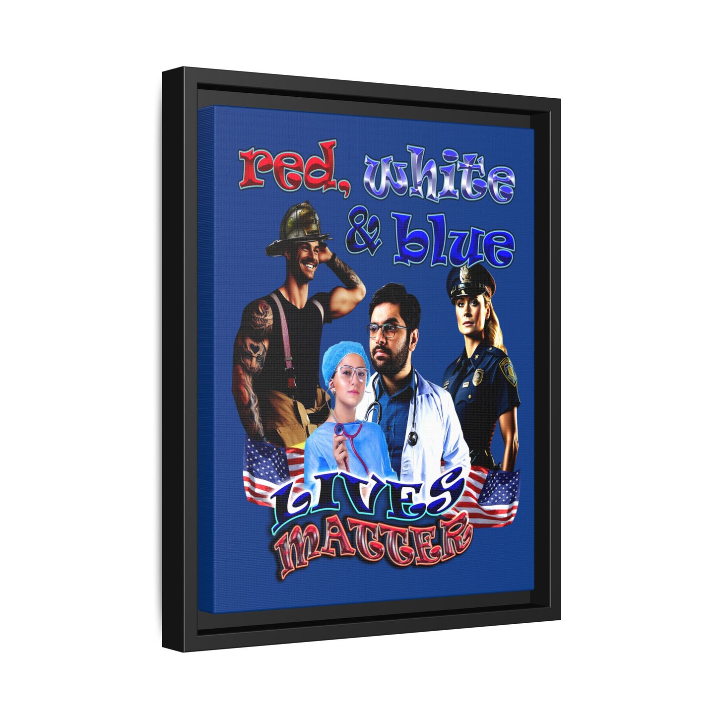 rw&b lives matter - framed canvas art (dark blue)