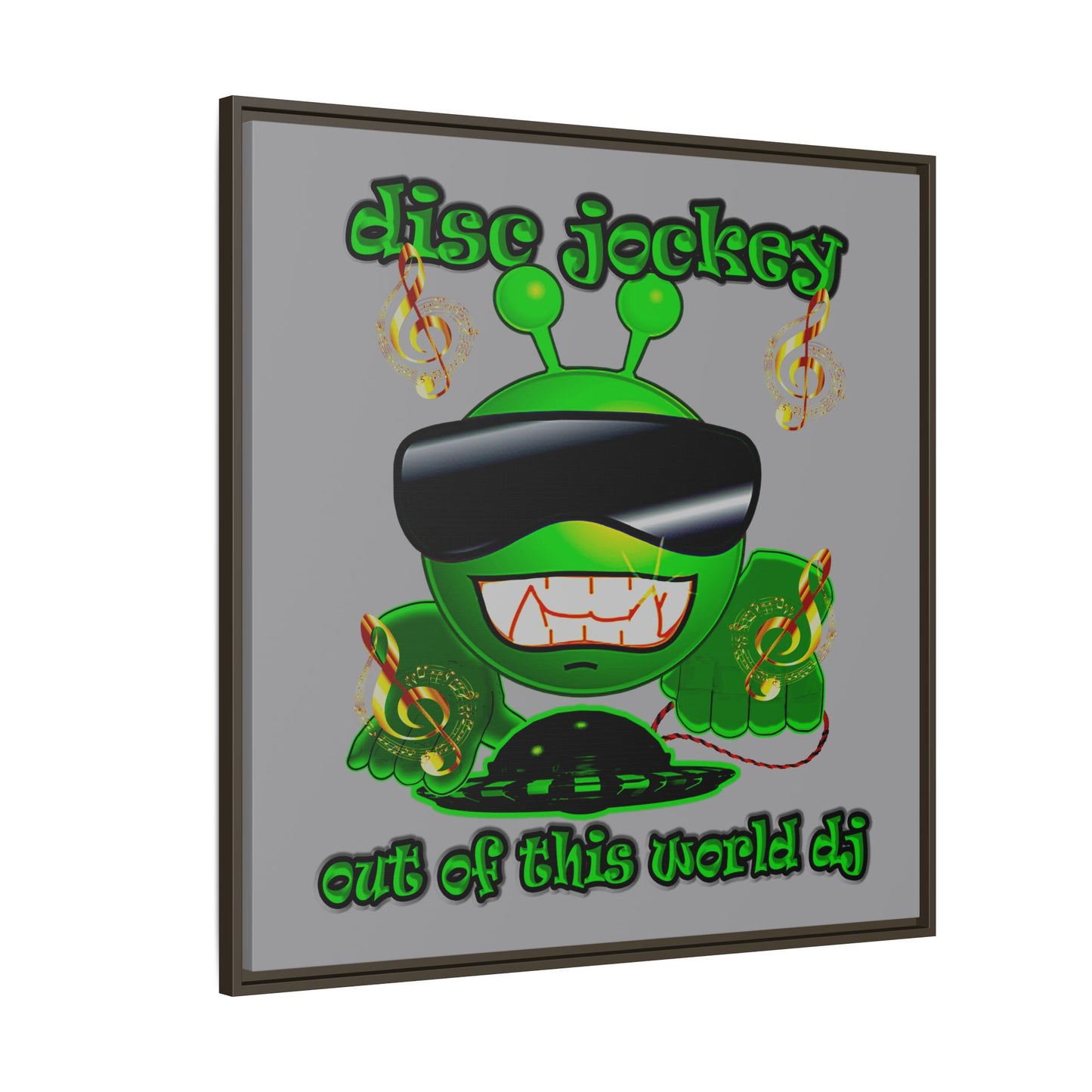 disc jockey - framed canvas art (grey)