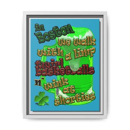 celtics logo - framed canvas art (turquoise)