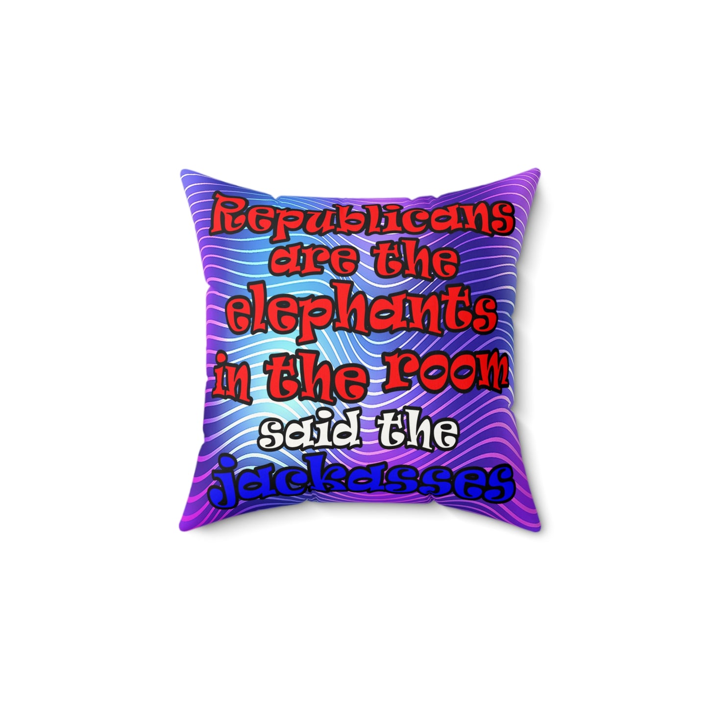 donkeys and elephants - Faux Suede Square Pillow - (purple wave)