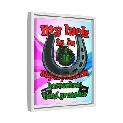 my luck - framed canvas art (light blue-pink wave)