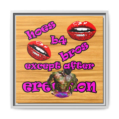 hoes b4 bros - framed canvas art (butterscotch wood finish)