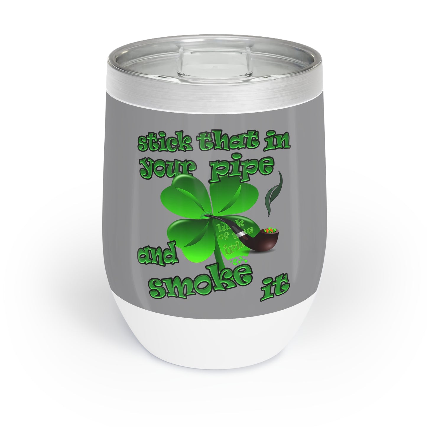 celtics logo - Chill Wine Tumbler (grey)
