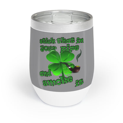 celtics logo - Chill Wine Tumbler (grey)