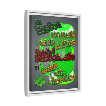 celtics logo - framed canvas art (grey-light grey)