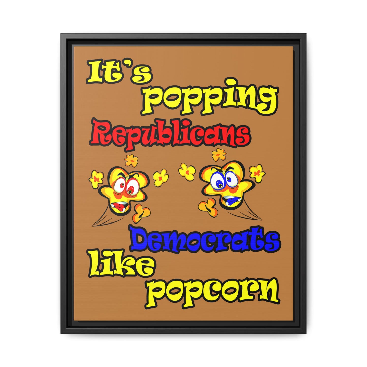popping like popcorn - framed canvas art (light brown)