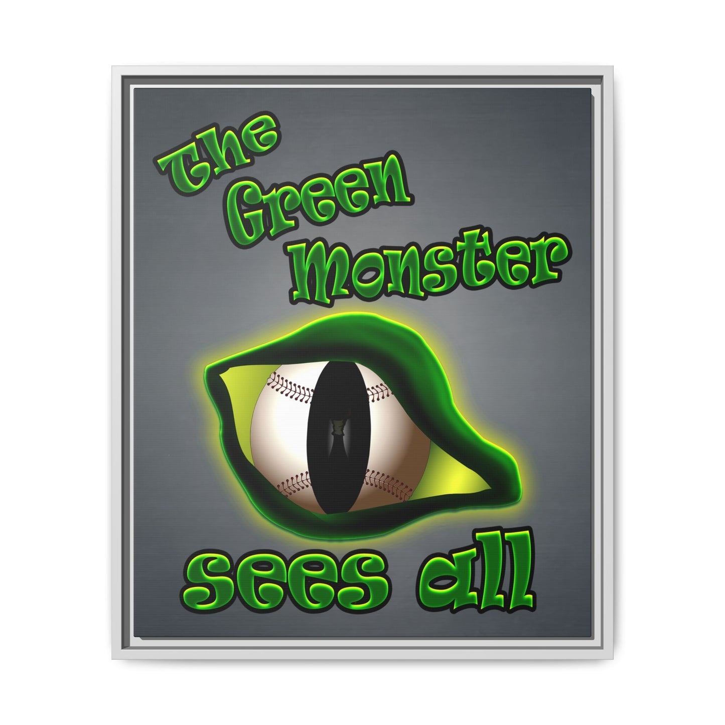 green monster - framed canvas art (grey-light grey)