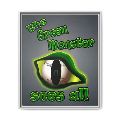 green monster - framed canvas art (grey-light grey)
