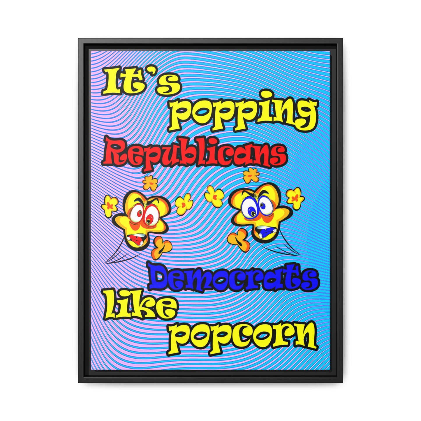 popping like popcorn - framed canvas art (light blue-purple wave)