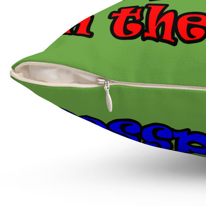 donkeys and elephants - Spun Polyester Square Pillow - (green)