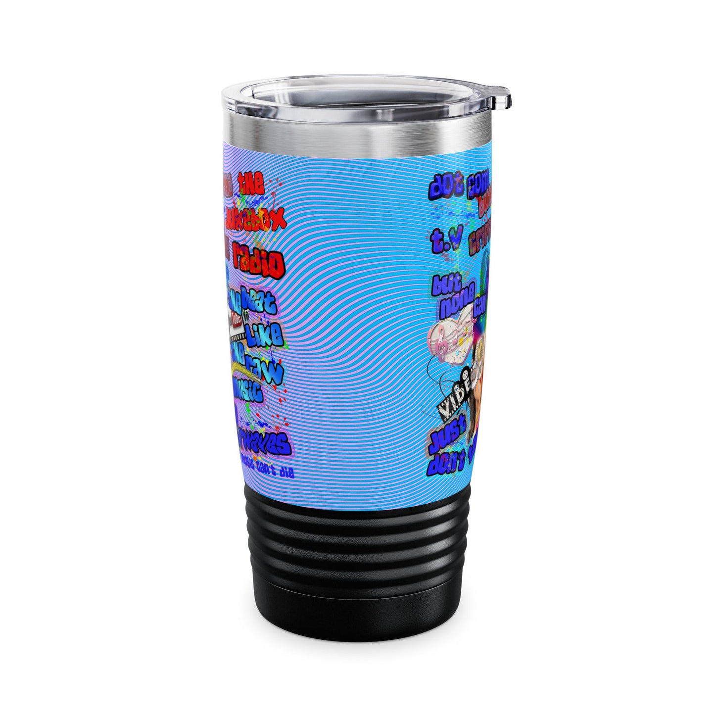 drop the beat - Ringneck Tumbler, 20oz  (light blue-purple wave)