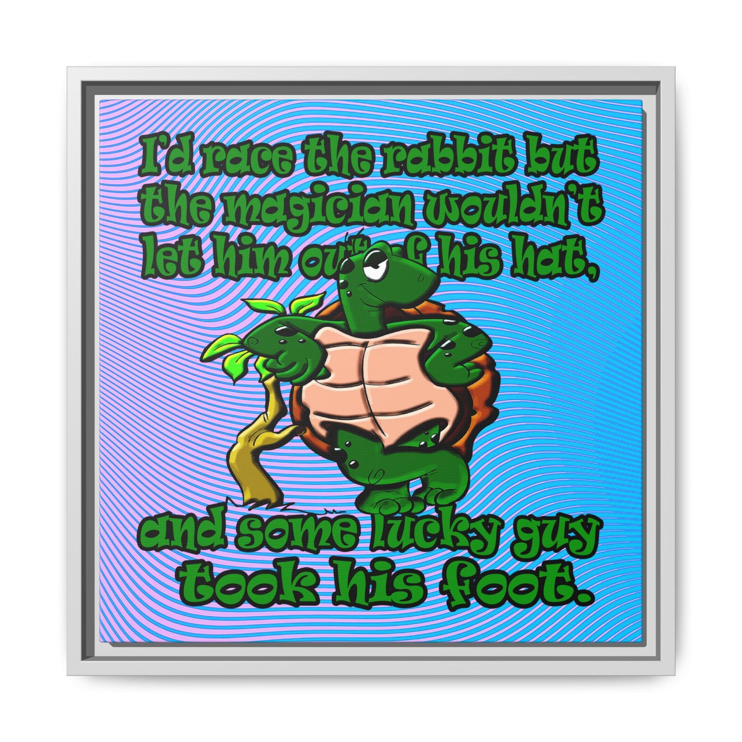 turtle race - framed canvas art (light blue-purple wave)