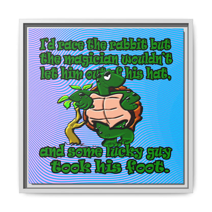turtle race - framed canvas art (light blue-purple wave)