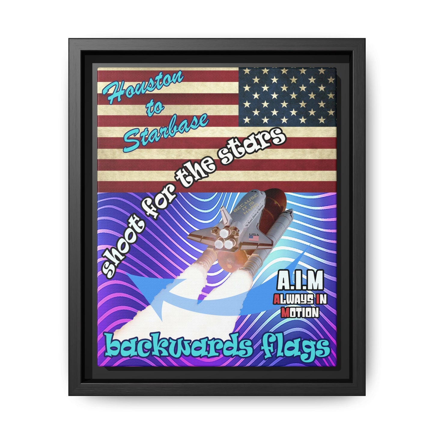 shoot for the stars - framed canvas art (purple wave)