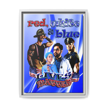 rw&b lives matter - framed canvas art (blue-white wave)