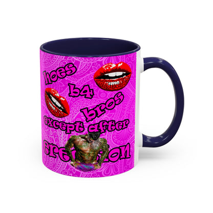 hoes b4 bros - Accent Mug (pink swirl)