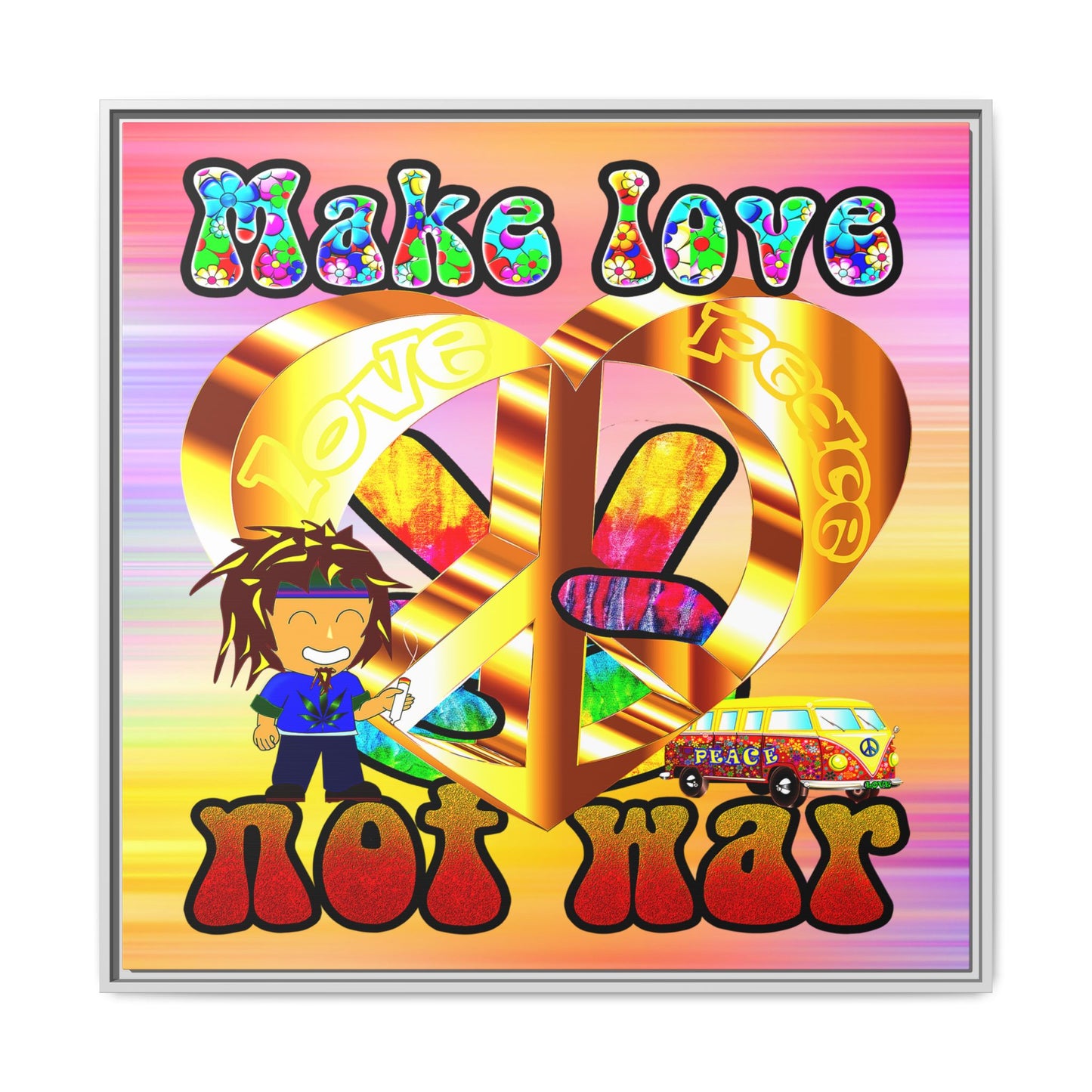love peace - framed canvas art (color blur)