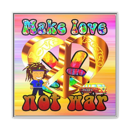 love peace - framed canvas art (color blur)