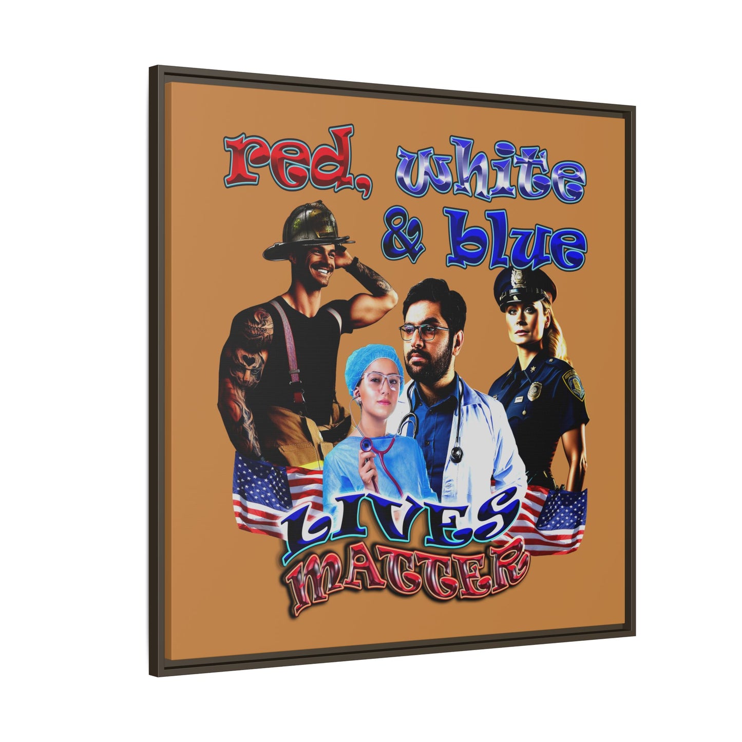 rw&b lives matter - framed canvas art (light brown)